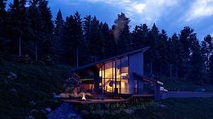 2023年领秀木屋分享三款适合在半山腰上建造的度假木屋效果方案